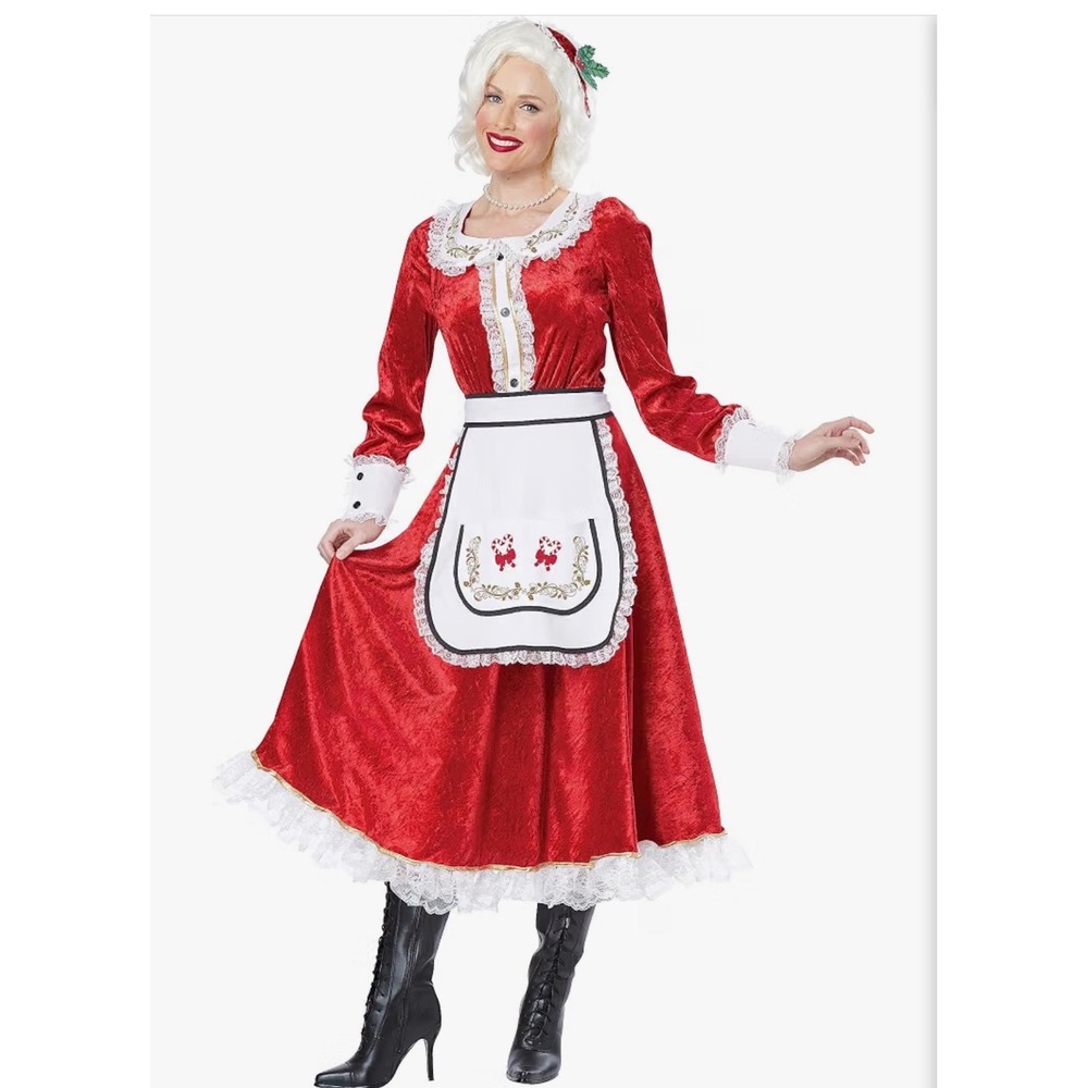 California Costumes Mrs Claus Christmas Dress Set Red Velvet XL 01556